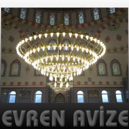 4,5 Metre Ayetli 186 Ampul Osmanlı Cami Avizeleri - 500