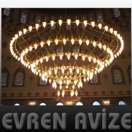 4,5 Metre Ayetli 186 Ampul Osmanlı Cami Avizeleri - 506